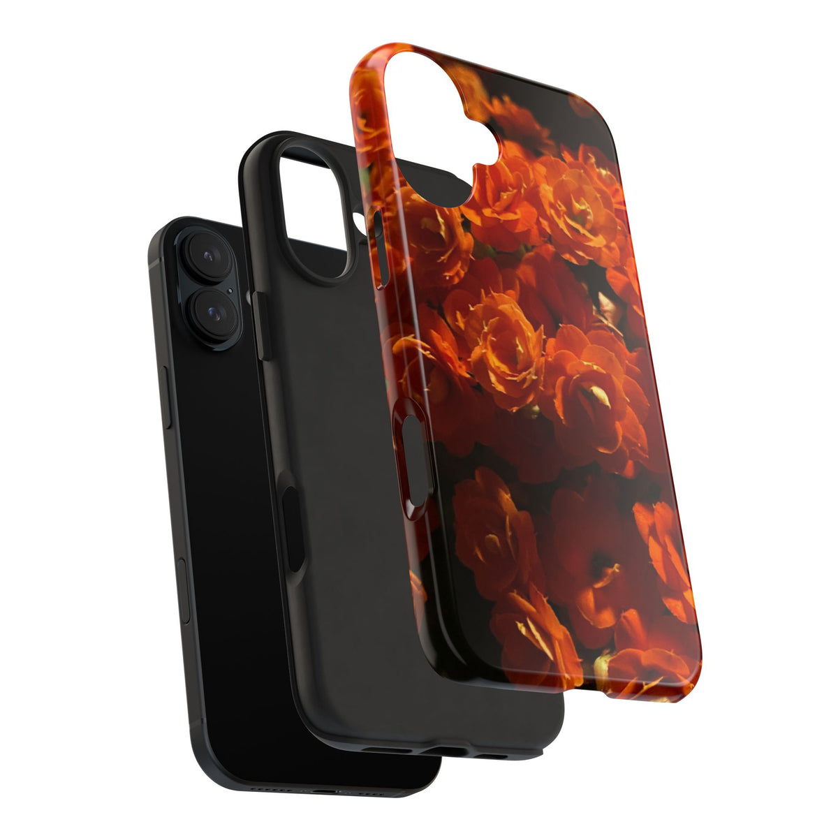 Orange Rose Pattern Tough Phone Case | Floral iPhone Case, Botanical Phone Cover