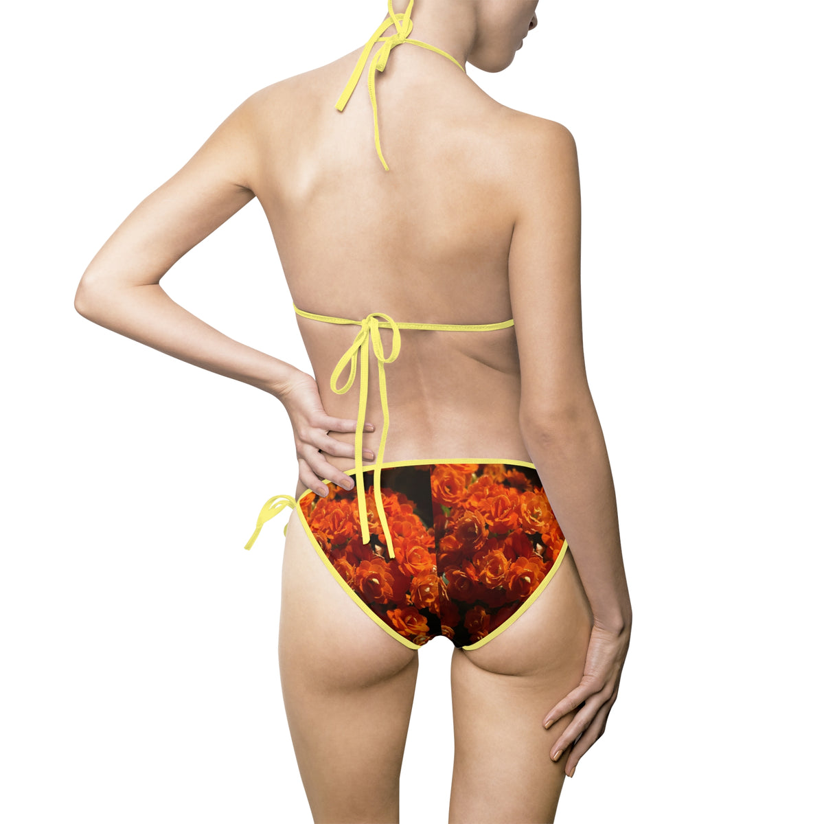 Flame Print Bikini — Women's Fiery Orange Triangle Swimsuit
