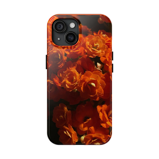 Orange Rose Pattern Tough Phone Case | Floral iPhone Case, Botanical Phone Cover