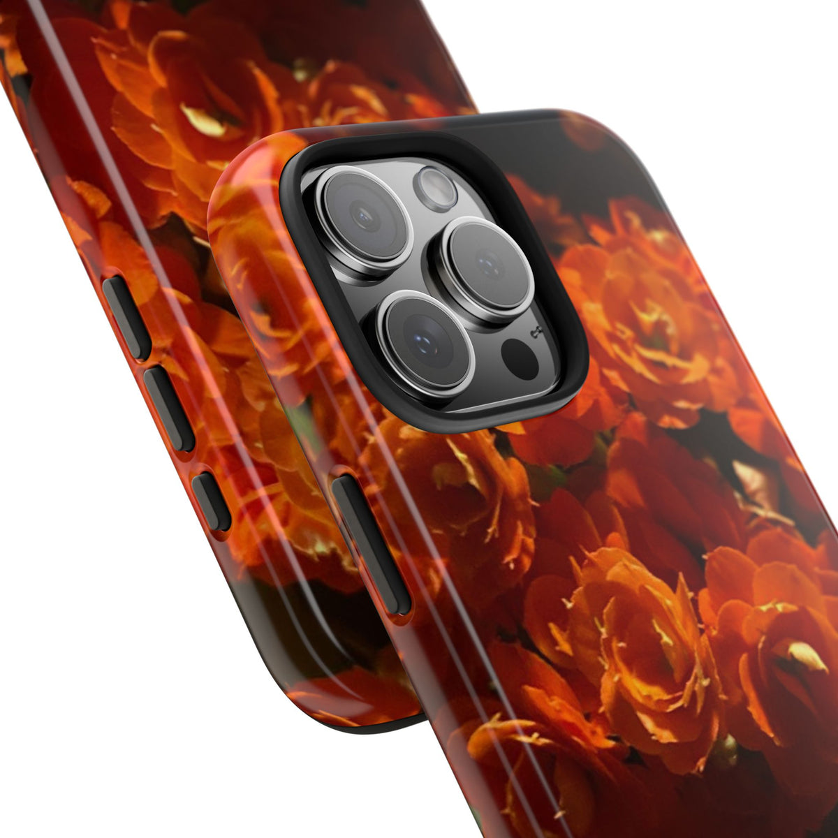 Orange Rose Pattern Tough Phone Case | Floral iPhone Case, Botanical Phone Cover