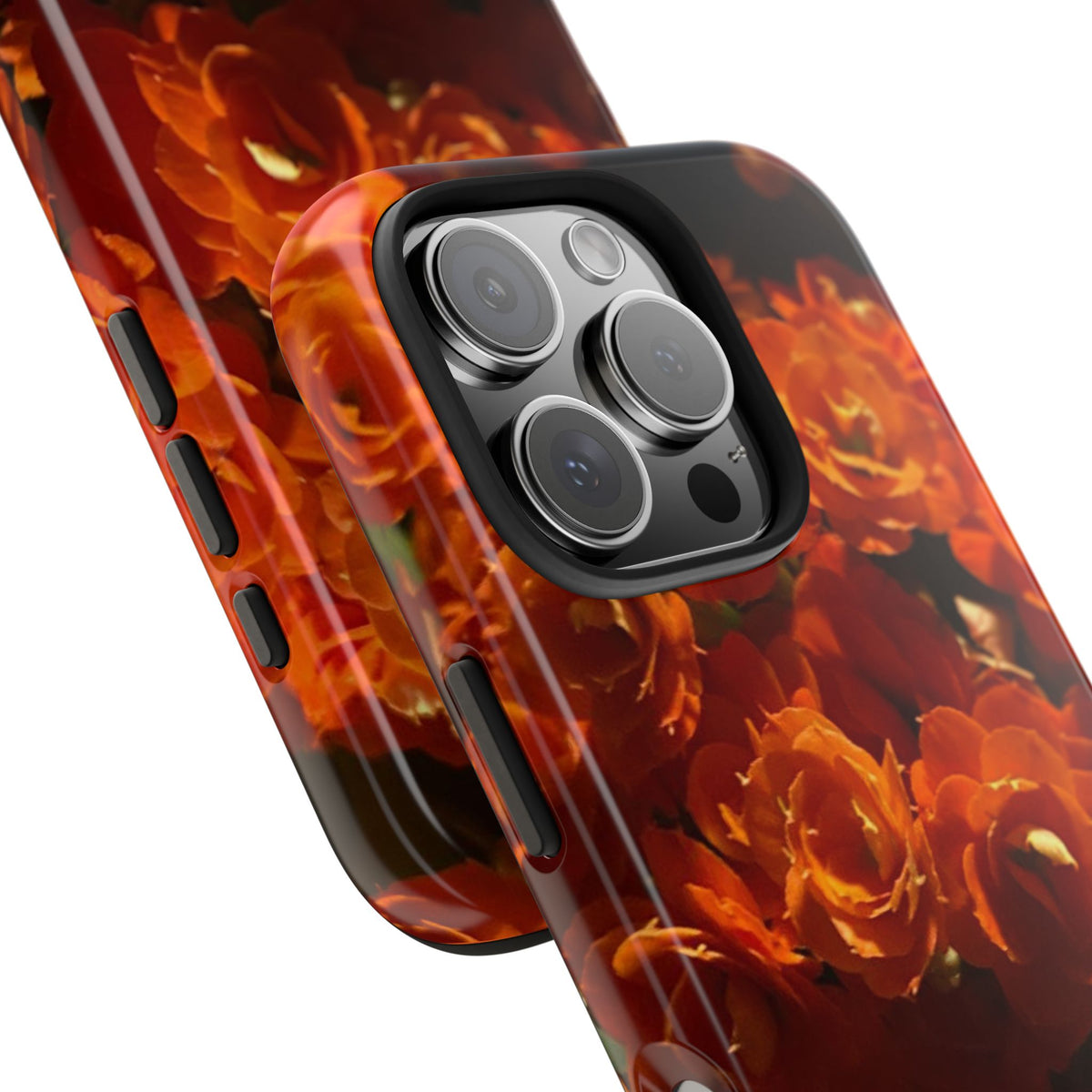 Orange Rose Pattern Tough Phone Case | Floral iPhone Case, Botanical Phone Cover