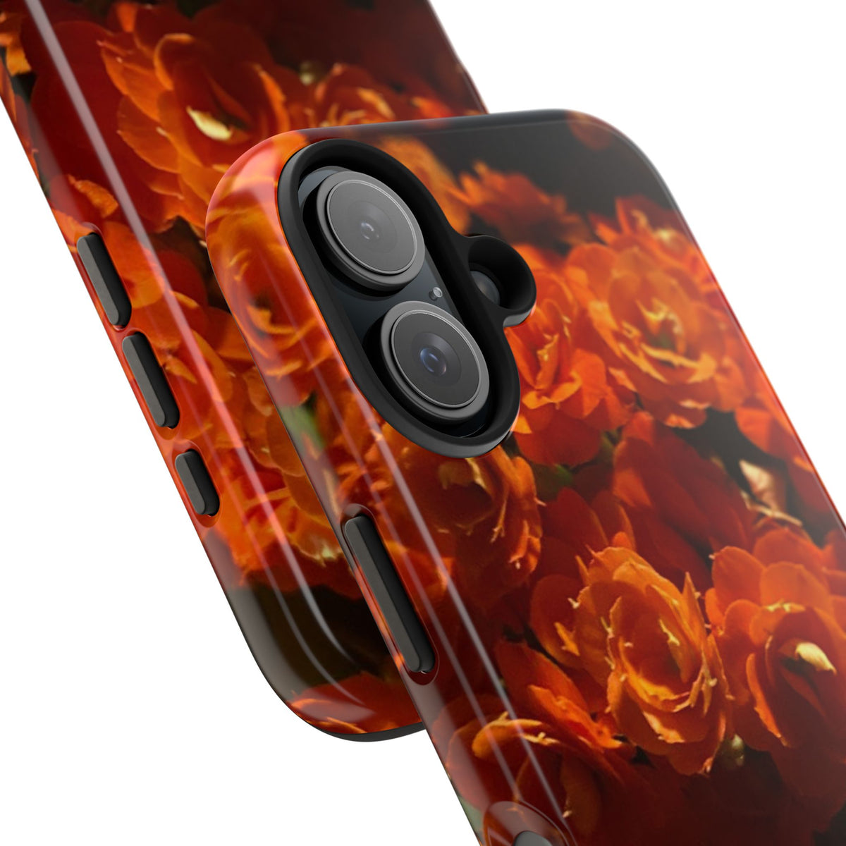 Orange Rose Pattern Tough Phone Case | Floral iPhone Case, Botanical Phone Cover