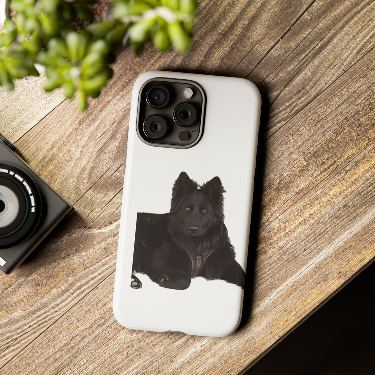 Black German Shepherd Phone Case — Realistic Dog Portrait Protective Case