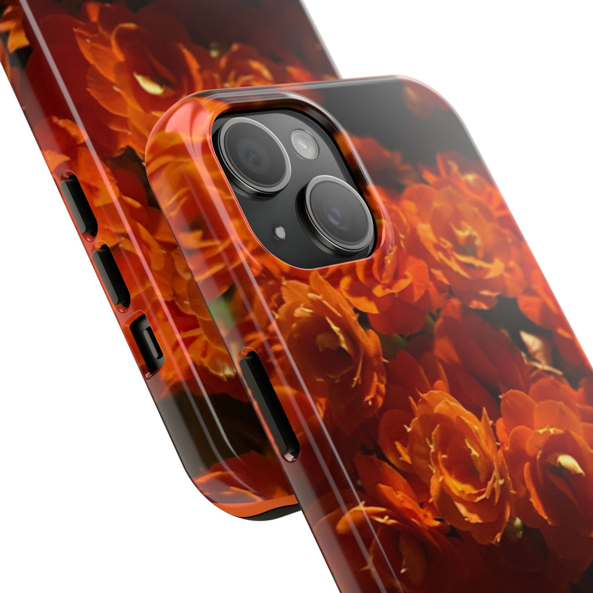 Orange Rose Pattern Tough Phone Case | Floral iPhone Case, Botanical Phone Cover