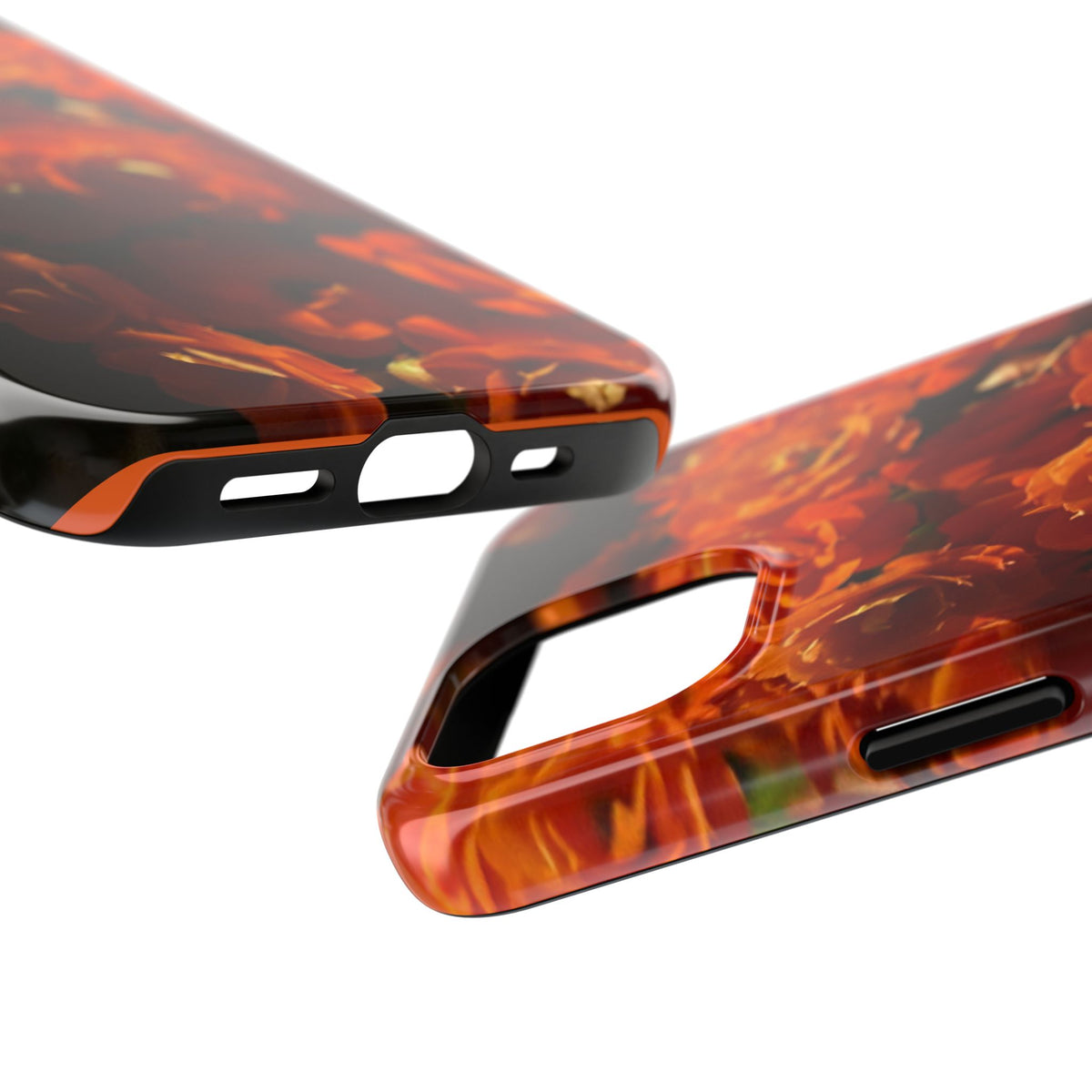 Orange Rose Pattern Tough Phone Case | Floral iPhone Case, Botanical Phone Cover