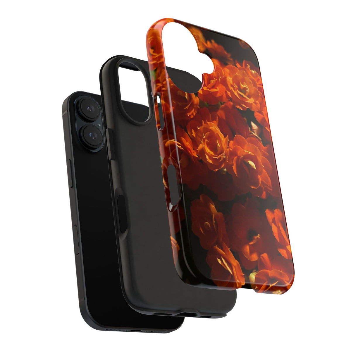Orange Rose Pattern Tough Phone Case | Floral iPhone Case, Botanical Phone Cover