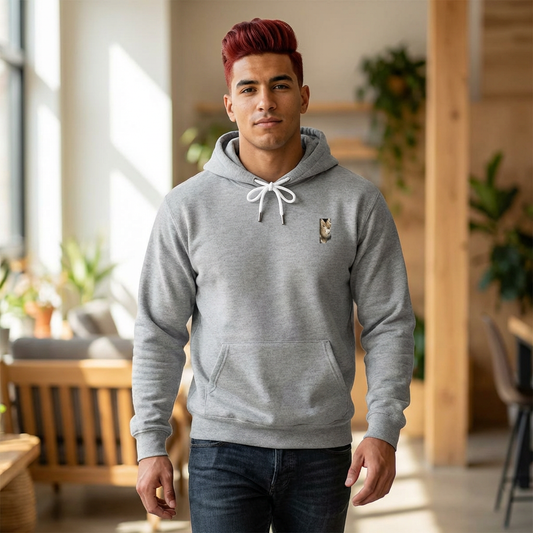 Minimal Vintage Patch Hoodie — Small Chest Artwork Pullover