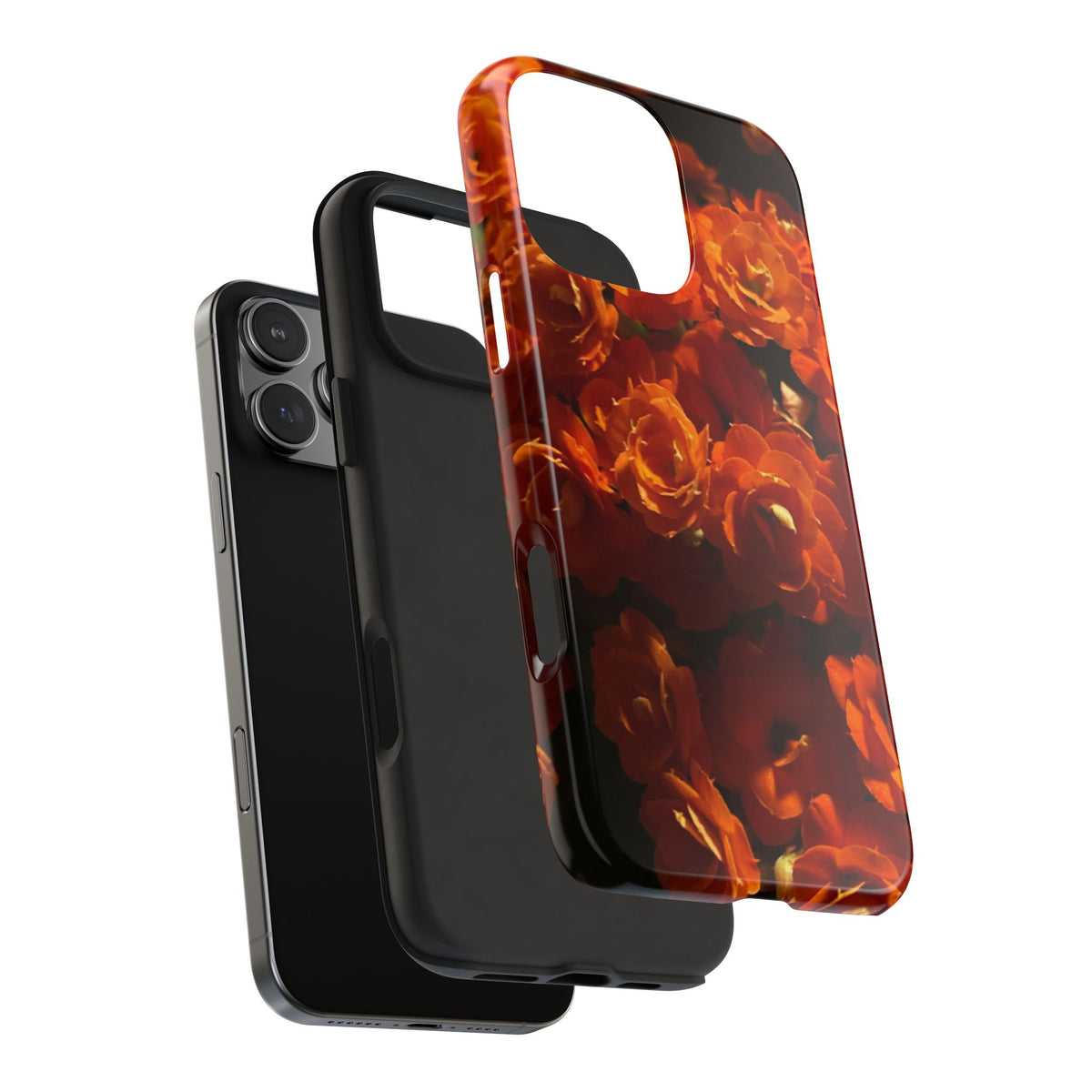 Orange Rose Pattern Tough Phone Case | Floral iPhone Case, Botanical Phone Cover