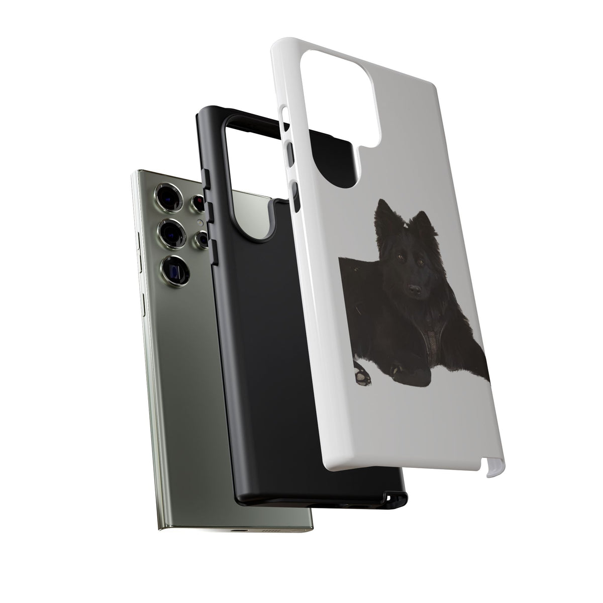 Black German Shepherd Phone Case — Realistic Dog Portrait Protective Case