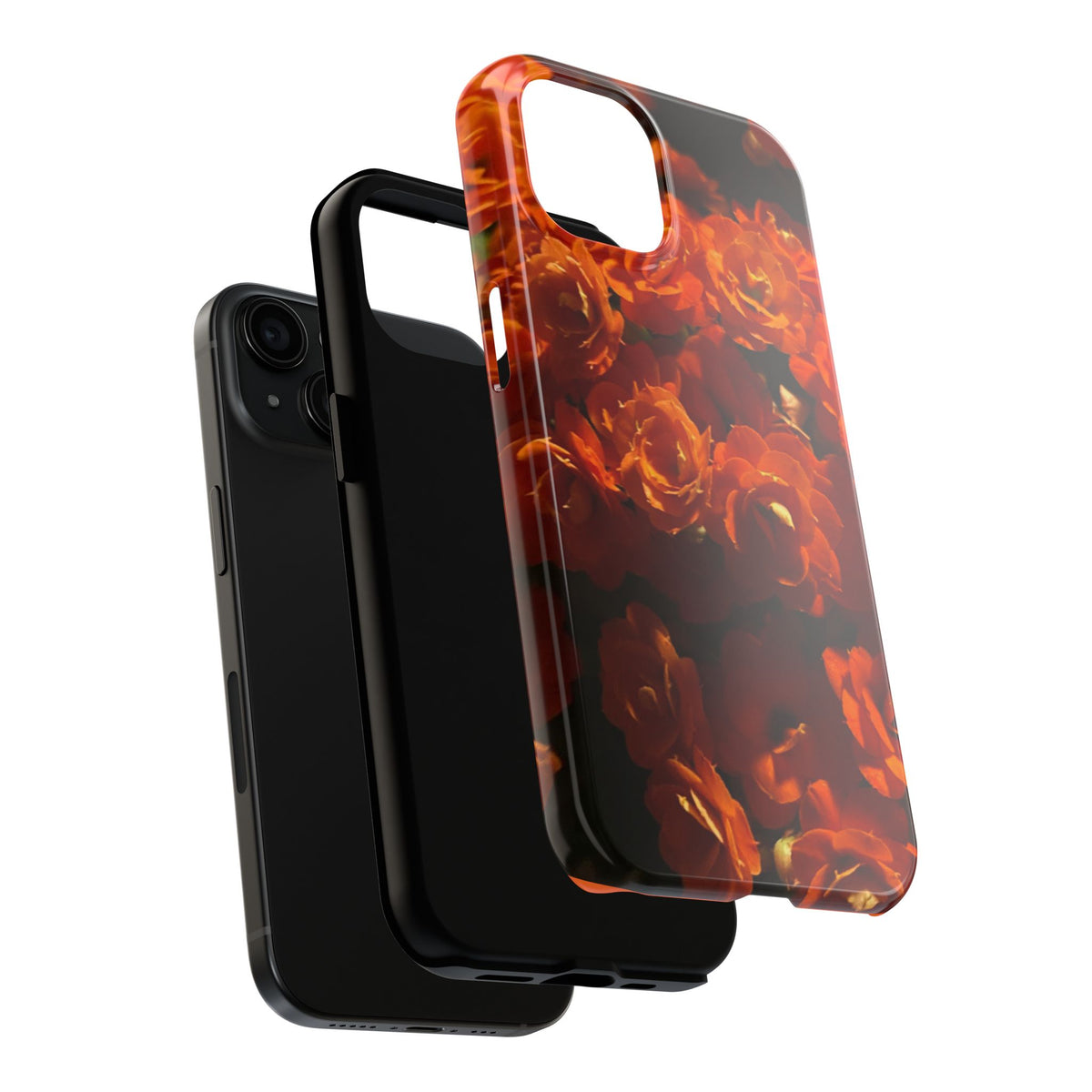 Orange Rose Pattern Tough Phone Case | Floral iPhone Case, Botanical Phone Cover
