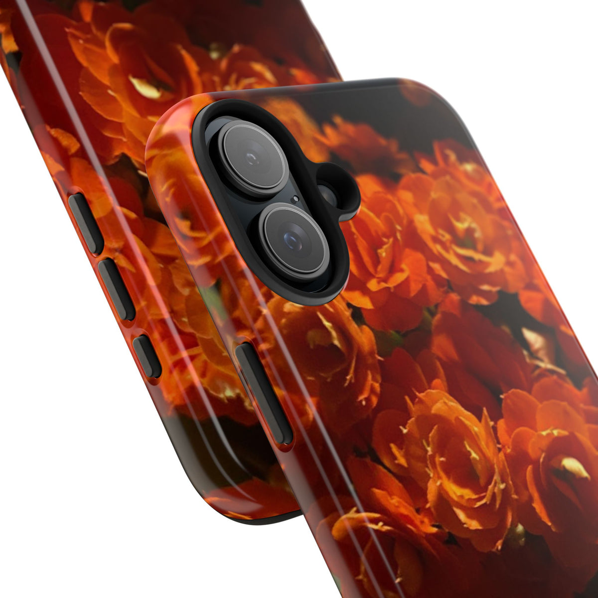 Orange Rose Pattern Tough Phone Case | Floral iPhone Case, Botanical Phone Cover